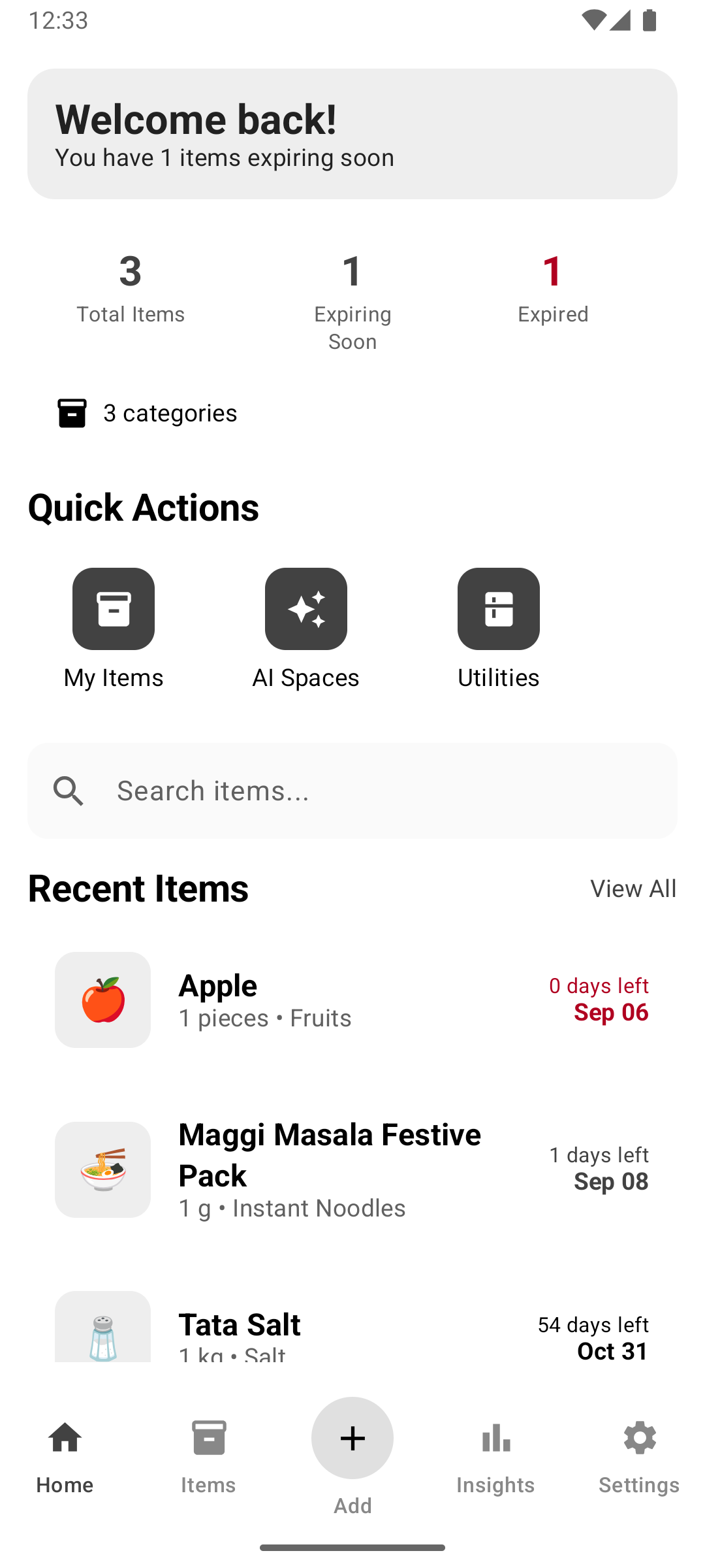 Smart Grocery App - Home Screen